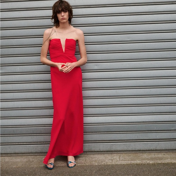 Zara limited edition celeb style ruched strapless dress